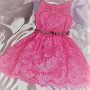 Justice Pink Dress with belt Size 7 Girls